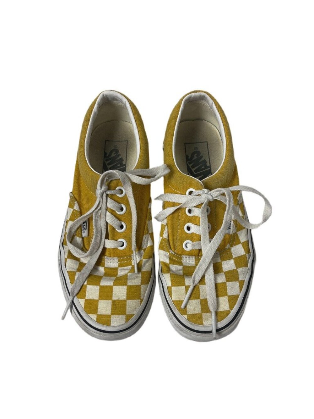 Vans Unisex Checkerboard Yellow White Canvas Sneakers Size 6 Pre-Owned Casual St